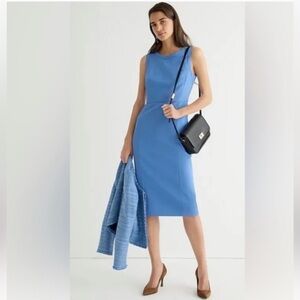 J.Crew stretch crepe sheath dress in four-season stretch in retro blue
